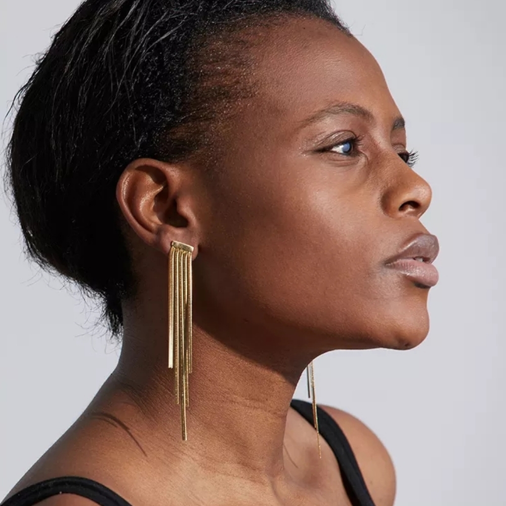 Gorgeous Long Golden Chain Tassel Earrings - Picture 5 of 5